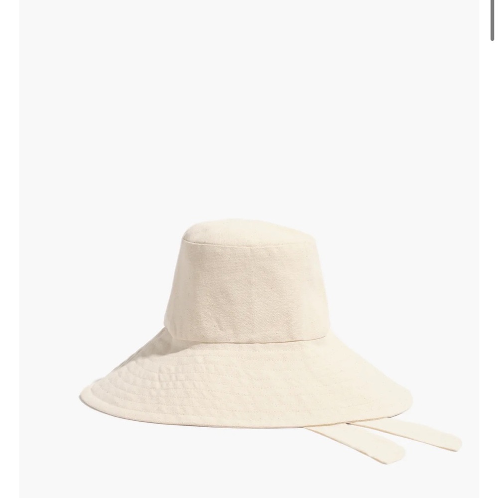 Wide-Brim Canvas Sun Hat with Ties